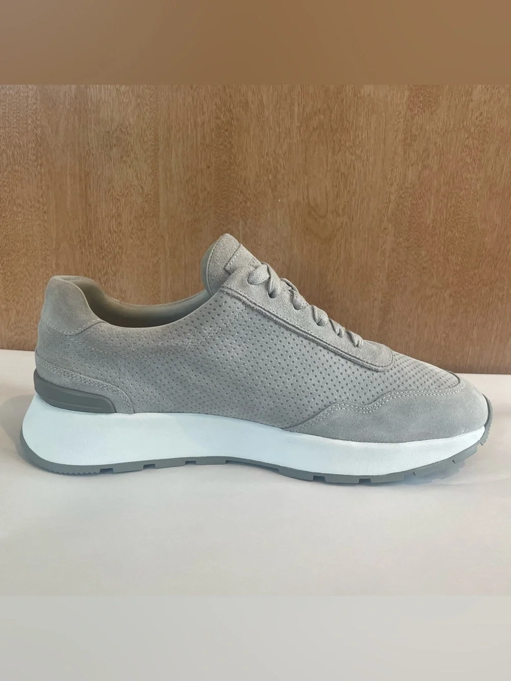 Peter Millar Wayfare Runner Golf Mens Sz US 10.5 Pearl Gray Suede Comfort Shoes